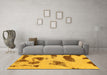 Machine Washable Abstract Yellow Modern Rug in a Living Room, wshabs1049yw