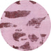 Round Machine Washable Abstract Tulip Pink Rug, wshabs1049