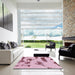 Square Machine Washable Abstract Tulip Pink Rug in a Living Room, wshabs1049