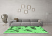 Machine Washable Abstract Emerald Green Modern Area Rugs in a Living Room,, wshabs1049emgrn