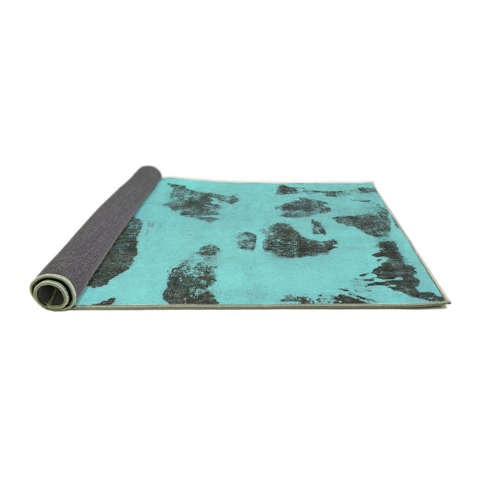 Sideview of Abstract Turquoise Modern Rug, abs1049turq