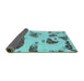 Sideview of Abstract Turquoise Modern Rug, abs1049turq