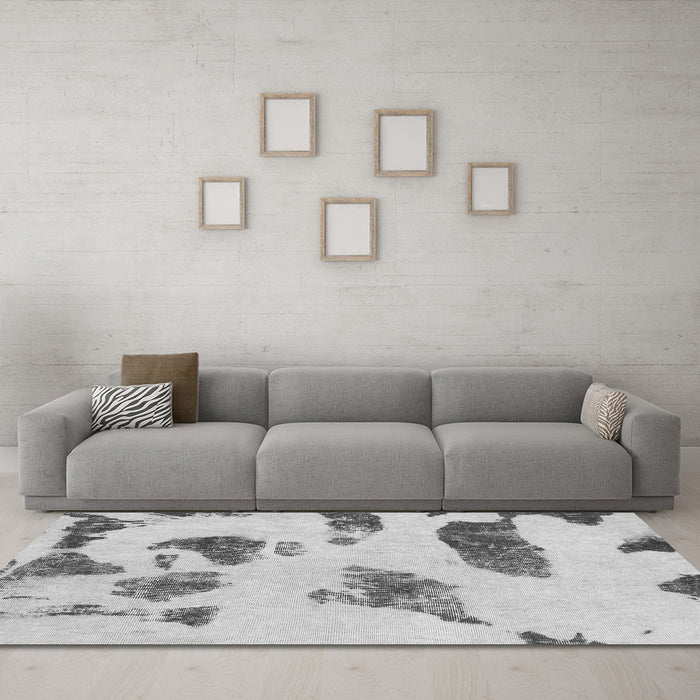 Machine Washable Abstract Gray Modern Rug in a Living Room,, wshabs1049gry