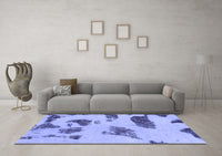 Machine Washable Abstract Blue Modern Rug, wshabs1049blu