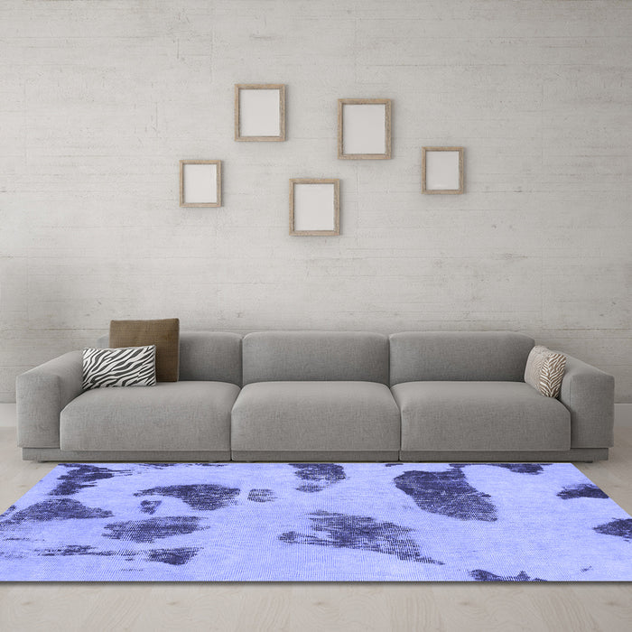 Machine Washable Abstract Blue Modern Rug in a Living Room, wshabs1049blu