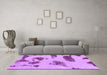 Machine Washable Abstract Purple Modern Area Rugs in a Living Room, wshabs1049pur