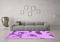 Machine Washable Abstract Purple Modern Rug, wshabs1049pur