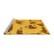 Sideview of Machine Washable Abstract Yellow Modern Rug, wshabs1049yw