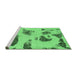 Sideview of Machine Washable Abstract Emerald Green Modern Area Rugs, wshabs1049emgrn