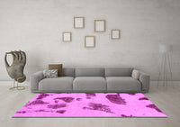 Machine Washable Abstract Pink Modern Rug, wshabs1049pnk