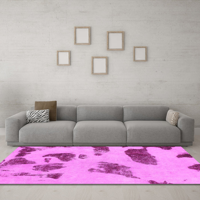Machine Washable Abstract Pink Modern Rug in a Living Room, wshabs1049pnk