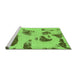 Sideview of Machine Washable Abstract Green Modern Area Rugs, wshabs1049grn