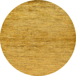 Round Machine Washable Abstract Orange Rug, wshabs104