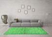 Machine Washable Abstract Emerald Green Modern Area Rugs in a Living Room,, wshabs104emgrn