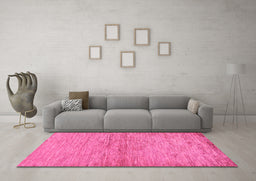 Machine Washable Abstract Pink Modern Rug in a Living Room, wshabs104pnk