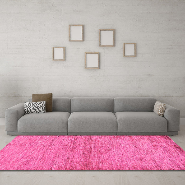 Machine Washable Abstract Pink Modern Rug in a Living Room, wshabs104pnk