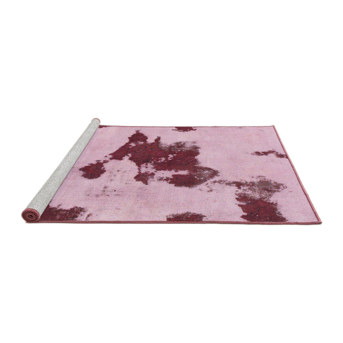 Sideview of Machine Washable Abstract Pink Rug, wshabs1050