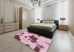 Machine Washable Abstract Pink Rug in a Bedroom, wshabs1050