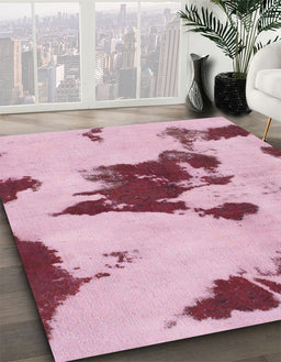 Machine Washable Abstract Pink Rug in a Family Room, wshabs1050