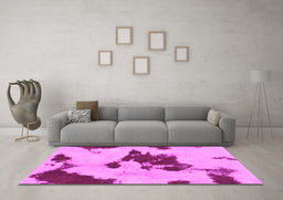 Machine Washable Abstract Pink Modern Rug in a Living Room, wshabs1050pnk