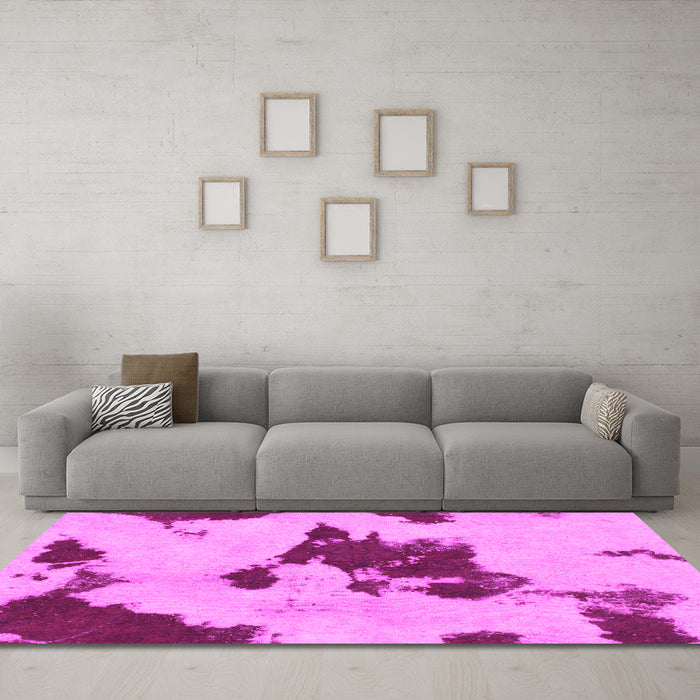Machine Washable Abstract Pink Modern Rug in a Living Room, wshabs1050pnk