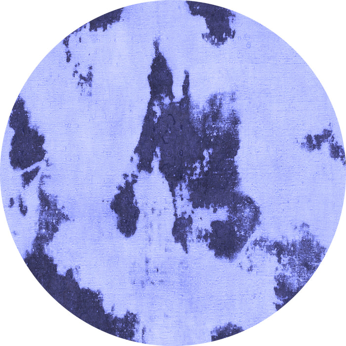 Round Abstract Blue Modern Rug, abs1050blu