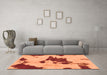 Machine Washable Abstract Orange Modern Area Rugs in a Living Room, wshabs1050org