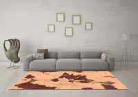 Machine Washable Abstract Brown Modern Rug, wshabs1050brn