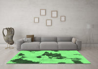 Machine Washable Abstract Emerald Green Modern Rug, wshabs1050emgrn