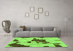 Machine Washable Abstract Green Modern Area Rugs in a Living Room,, wshabs1050grn