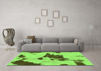 Machine Washable Abstract Green Modern Rug, wshabs1050grn