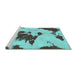 Sideview of Machine Washable Abstract Turquoise Modern Area Rugs, wshabs1050turq