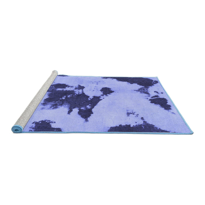 Sideview of Machine Washable Abstract Blue Modern Rug, wshabs1050blu