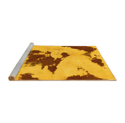 Sideview of Machine Washable Abstract Yellow Modern Rug, wshabs1050yw