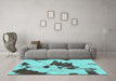 Machine Washable Abstract Turquoise Modern Area Rugs in a Living Room,, wshabs1050turq