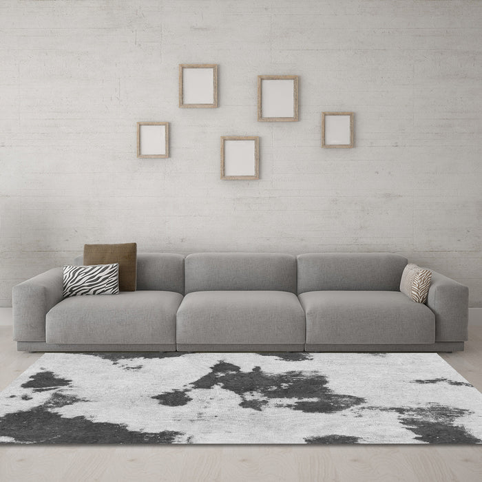 Machine Washable Abstract Gray Modern Rug in a Living Room,, wshabs1050gry