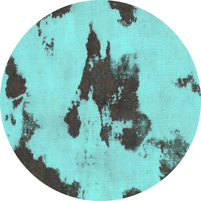 Round Abstract Turquoise Modern Rug, abs1050turq