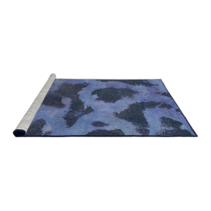 Sideview of Machine Washable Abstract Blue Rug, wshabs1051