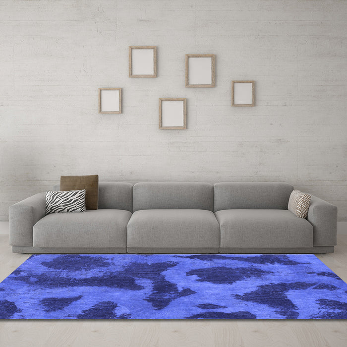 Machine Washable Abstract Blue Modern Rug in a Living Room, wshabs1051blu