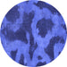Round Machine Washable Abstract Blue Modern Rug, wshabs1051blu