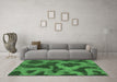 Machine Washable Abstract Emerald Green Modern Area Rugs in a Living Room,, wshabs1051emgrn