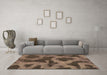 Machine Washable Abstract Brown Modern Rug in a Living Room,, wshabs1051brn