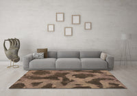 Machine Washable Abstract Brown Modern Rug, wshabs1051brn