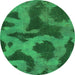 Round Abstract Green Modern Rug, abs1051grn