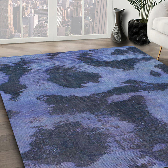 Machine Washable Abstract Blue Rug in a Family Room, wshabs1051