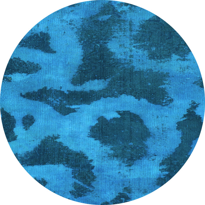 Round Abstract Light Blue Modern Rug, abs1051lblu