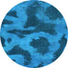 Round Abstract Light Blue Modern Rug, abs1051lblu