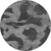 Round Machine Washable Abstract Gray Modern Rug, wshabs1051gry