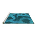 Sideview of Machine Washable Abstract Turquoise Modern Area Rugs, wshabs1051turq