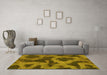 Machine Washable Abstract Yellow Modern Rug in a Living Room, wshabs1051yw
